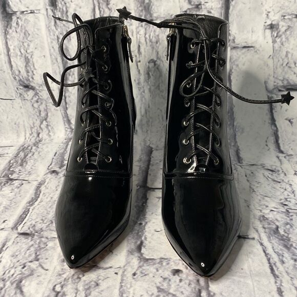 Veto Cuoio black patent leather bootie with lace up detail - Picture 2 of 6